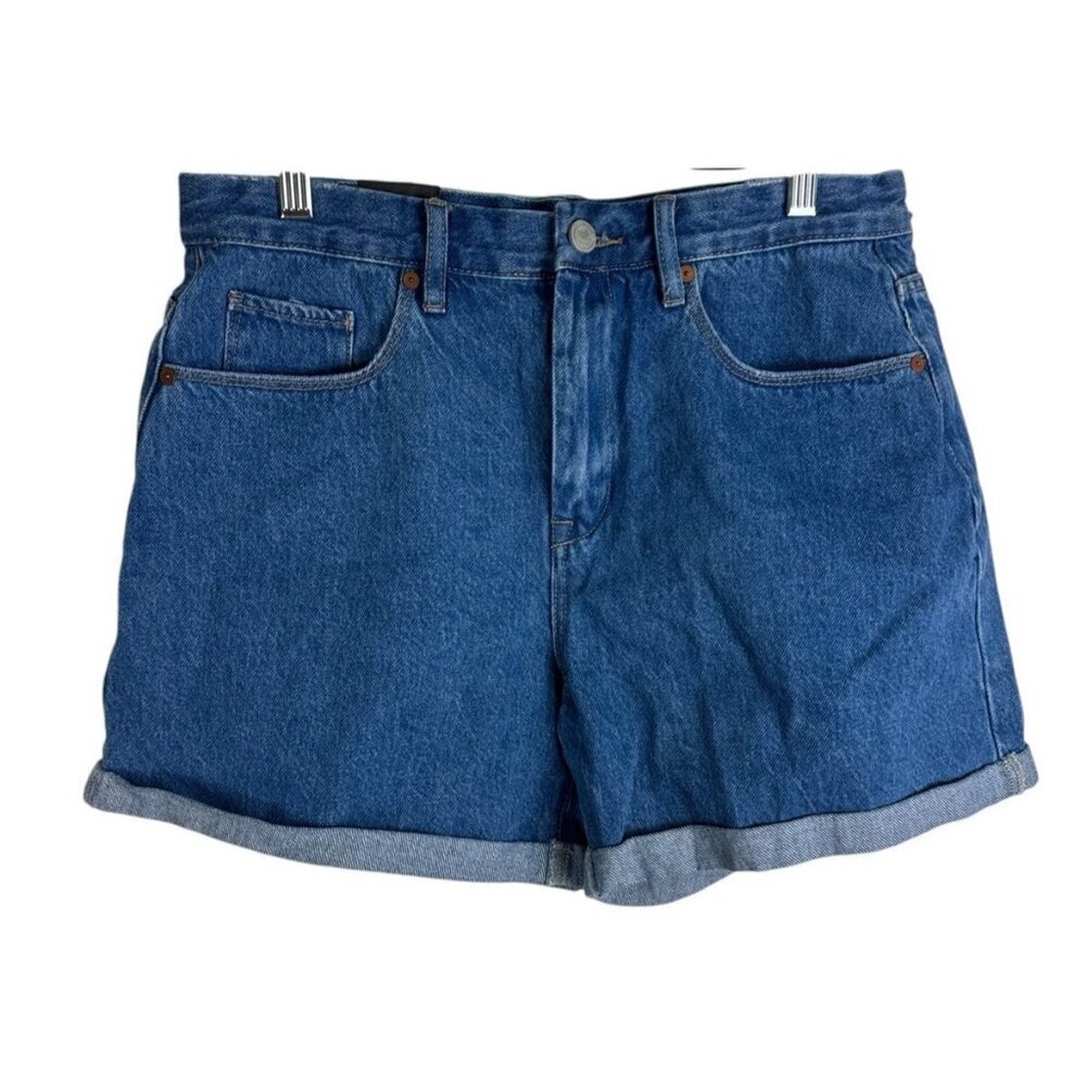 Blank NYC Women's 30 Perry Denim Mom Short Blue High Rise NWT‎ Inseam 5"